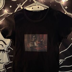 Brandy Melville Black Skull Graphic Tee